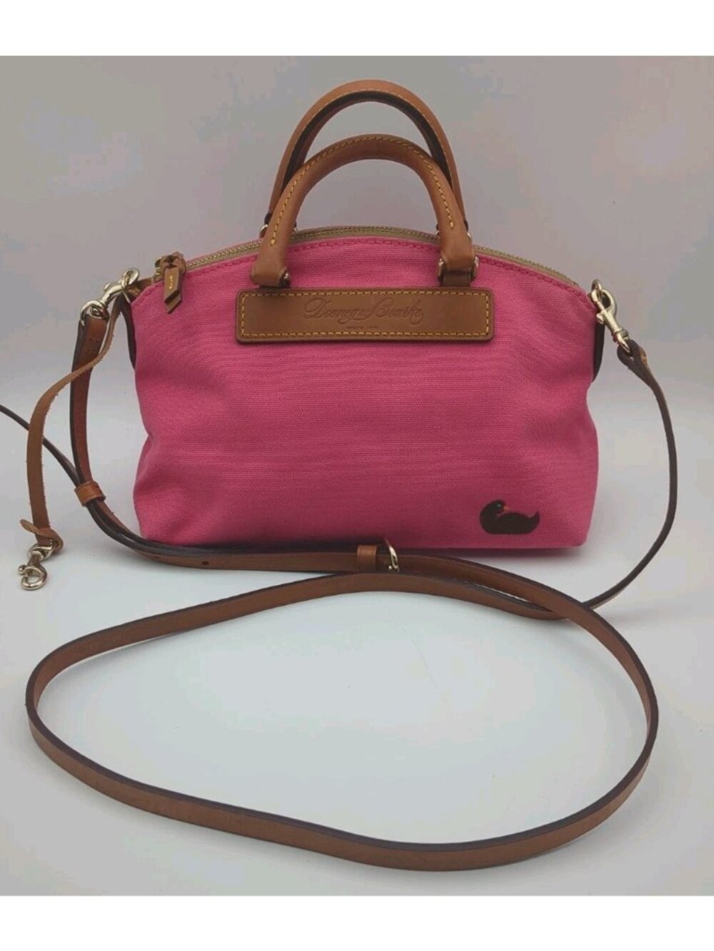 Dooney & Bourke Pink Canvas Vacchetta Leather Mini Juliette Satchel Crossbody - Picture 7 of 13